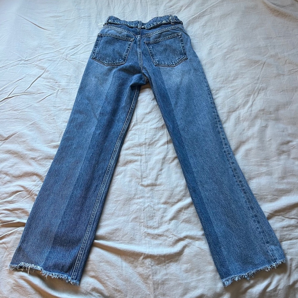 REFORMATION Reconstructed Jeans Women's Size 24 High‎ Rise Straight Leg Raw Hem